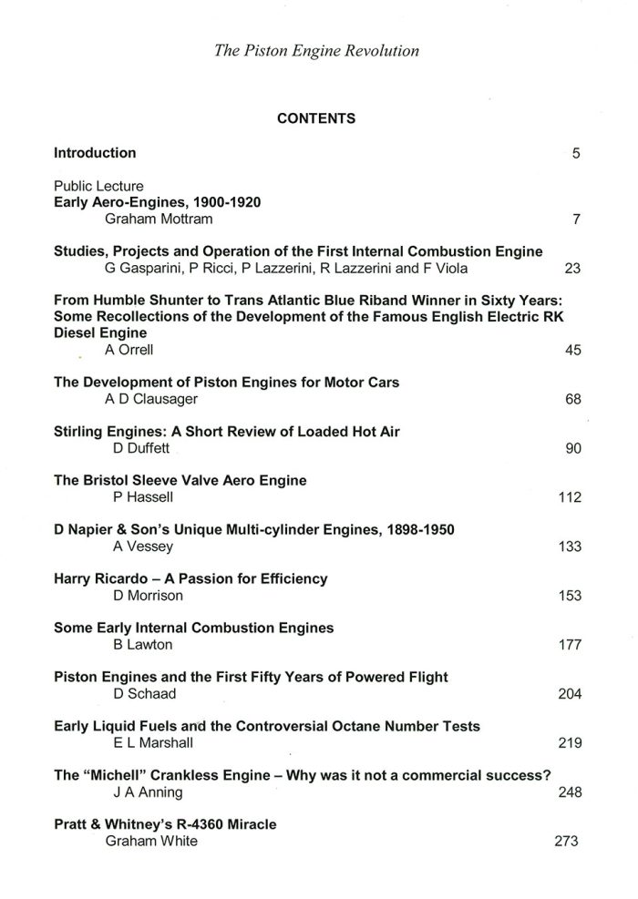 The Piston Engine Revolution - contents part 1