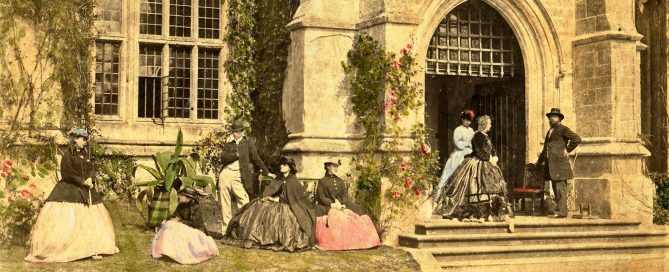 1865 - L to R Mary Agnes Elton, Marion (half sister of EHE), Arthur Woolsey (could this be Wolley), Clementina (2nd wife of Mr Edmund Elton), Minna (half sister of EHE), unidentified woman & Dame Rhoda