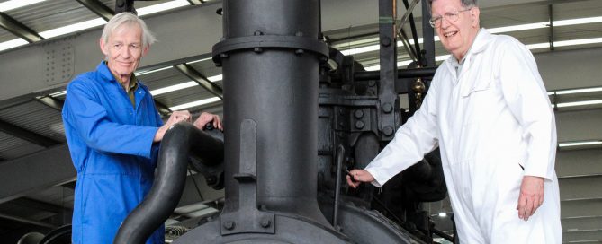 Peter Davidson & Dr. Michael Bailey with the Hetton Locomotive
